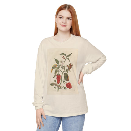 Botanical Pl.15 by Maria Sibylla Merian Garment-dyed Long Sleeve T-Shirt