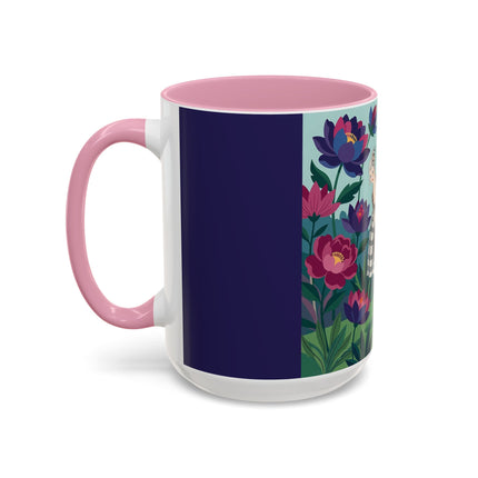 The Lady Of The Lotus Garden Colorful Mugs – Art Deco Botanical Elegance