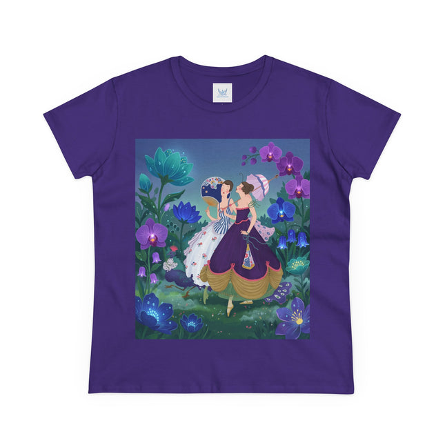 💜🌸 The Ladies Of The Enchanted Garden Cotton Tee – Art Deco Fashion Illustration