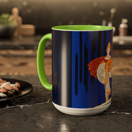 Celestial Melody Colorful Mug (11oz, 15oz) – Musical Grace, Starlit Beauty & Art Deco Elegance