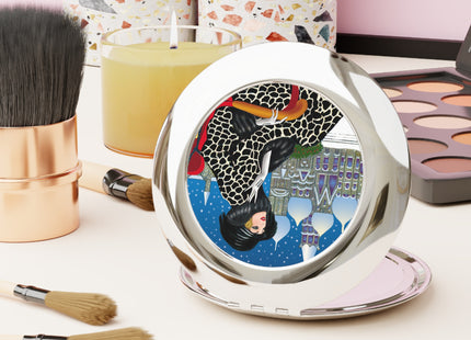 Elegant Winter Woman in Sleigh Compact Travel Mirror