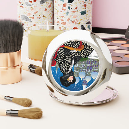 Elegant Winter Woman in Sleigh Compact Travel Mirror