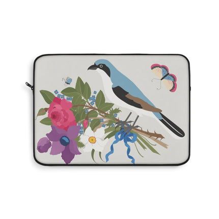 Bluebird & Butterfly Laptop Sleeve – Elegant Charm & Springtime Grace