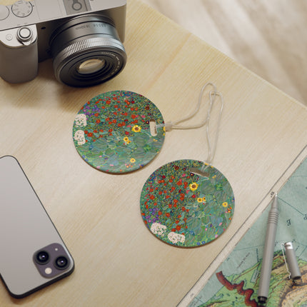 Farm Garden with Sunflowers by Gustav Klimt Luggage Tags