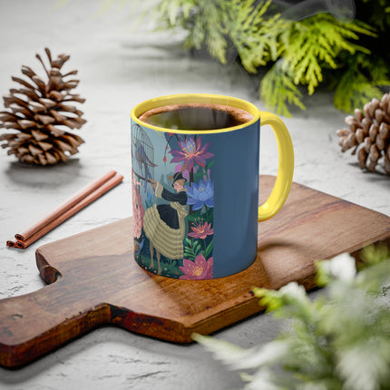 The Ladies And The Enchanted Macaw Colorful Mugs – Art Deco Botanical Elegance