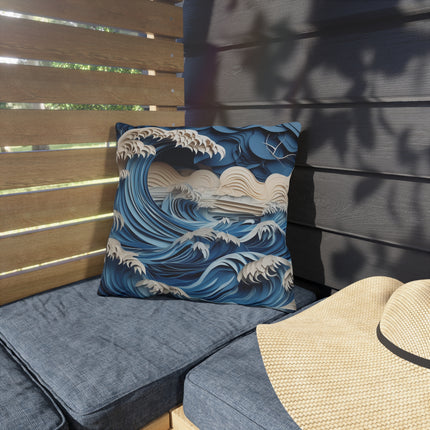 Dramatic Ocean with Crashing Waves Outdoor Pillows
