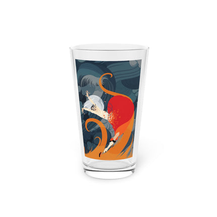 Flame of the Tempest Pint Glass – Fiery Storm & Dramatic Elegance