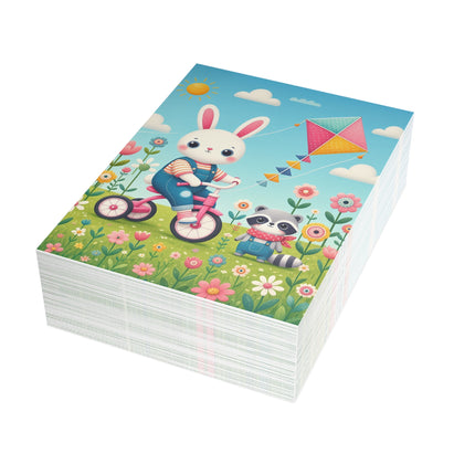 🌸🐦 The Willow Garden Maiden Greeting Card – Whimsical Japanese Garden