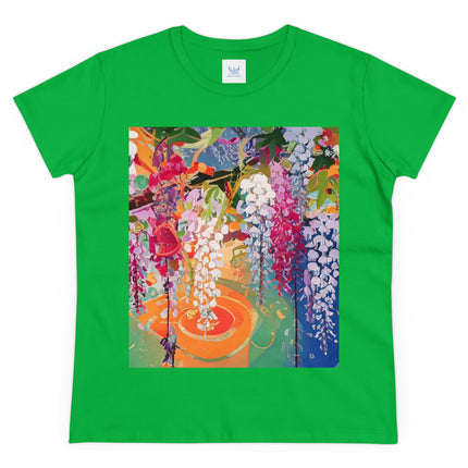 Women's Golden Wisteria Print Midweight Cotton Tee