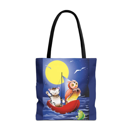 Children's Art Owl and Pussy Cat Tote Bag  (AOP)
