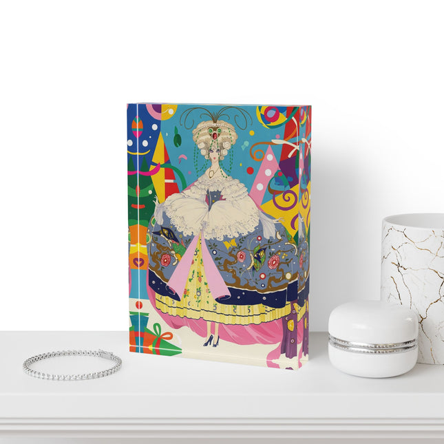 🎀✨ The Christmas Court Of Joy Acrylic Art Block – Art Deco Holiday Fantasy