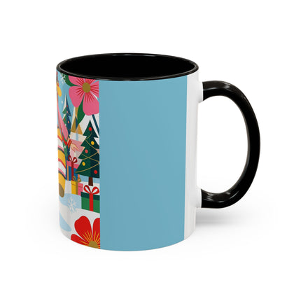 🌼🎄 The Christmas Blossom Belle Colorful Mug – Colorful Art Deco Holiday Fantasy