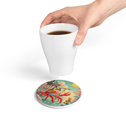 The Celestial Crab Navigator Ceramic Coaster
