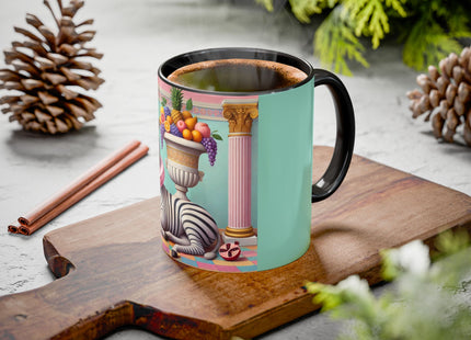Still Life with Zebra, Fruit, and Pink Columns Colorful Mugs (11oz, 15oz)