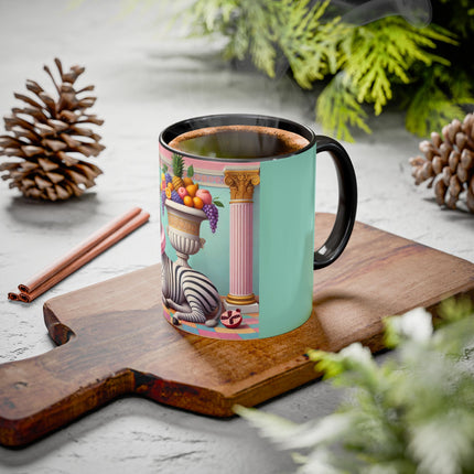 Still Life with Zebra, Fruit, and Pink Columns Colorful Mugs (11oz, 15oz)
