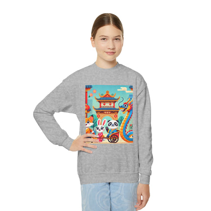 Lantern Street Dragon Parade Youth Crewneck Sweatshirt – Festive Energy, Culture & Playful Adventure
