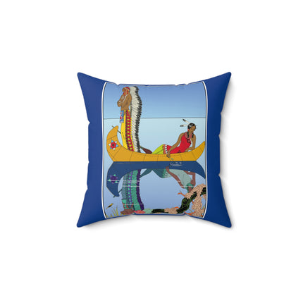 Le long du Missouri (Indian couple on the Missouri River) by George Barbier Spun Polyester Square Pillow