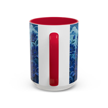 💙🌸 The Sapphire Wind Dancer Colorful Mug – Art Deco Floral Fantasy
