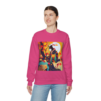 Black Cat in Kimono Unisex Heavy Blend™ Crewneck Sweatshirt