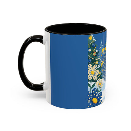 💙🌼 The Bluebell Christmas Promenade Colorful Mug – Art Deco Holiday Fantasy