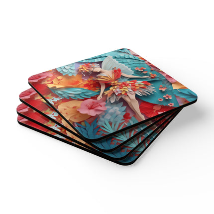 Hibiscus Fairy Corkwood Coaster Set
