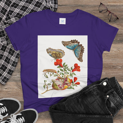 Blue Butterflies and Pomegranate Cotton Tee