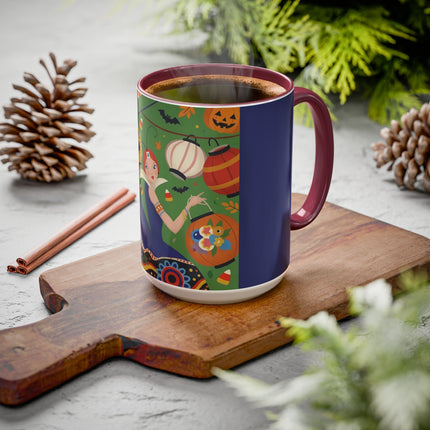 🏮🎃 The Lady Of Halloween Lanterns Colorful Mug – Colorful Art Deco Halloween Charm