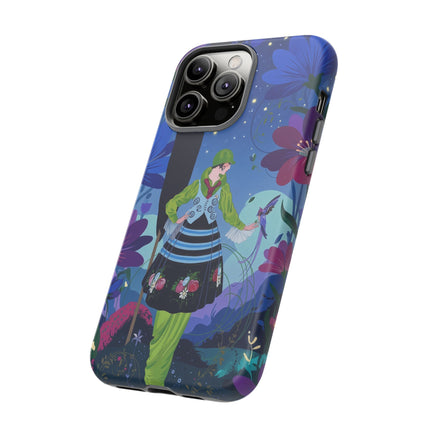 🌸🐦 The Lady Of The Midnight Bird Garden Phone Case – Art Deco Floral Fantasy