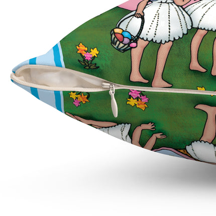Enchanted Easter Gathering Spun Polyester Square Pillow