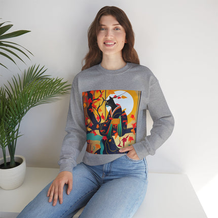 Black Cat in Kimono Unisex Heavy Blend™ Crewneck Sweatshirt