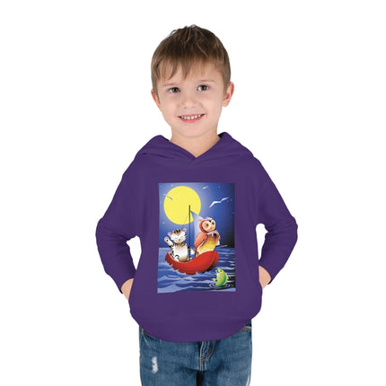 Embarking on a Moonlit Journey Toddler Pullover Fleece Hoodie