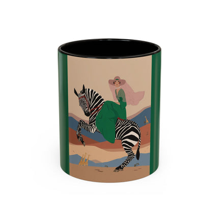 Zebra Rider Colorful Mugs – Safari Chic & Art Deco Adventure