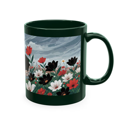 🌺☔ The Lady In The Stormy Flower Garden Ceramic Mug – Art Deco Fashion Elegance