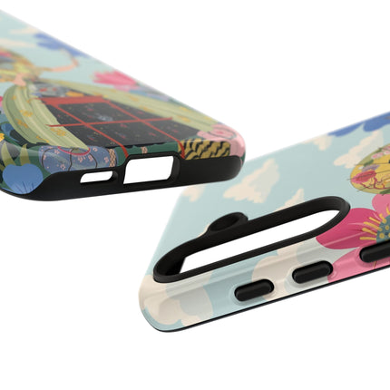 🌸🪞 The Floral Parasol Reflection Phone Case – Art Deco Garden Fantasy