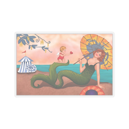 Mermaid with Parasol and Cupid by George Barbier Kiss-Cut Stickers (4 Sizes)