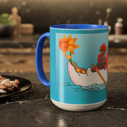 A Rooster's Seafaring Adventure Colorful Mugs, 11oz