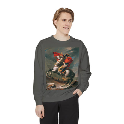 Napoleon Crossing the Alps by Jacques-Louis David Unisex Garment-Dyed Sweatshirt