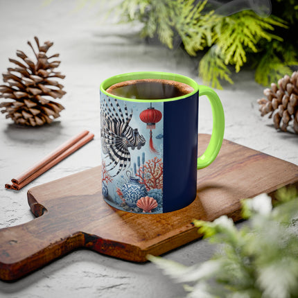 Lionfish & Lantern Colorful Mug – Mystical Ocean & Asian Harmony