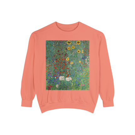 Farm Garden with Sunflowers by Gustav Klimt Unisex Garment-Dyed Sweatshirt