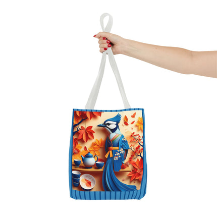 Blue Jay at an Autumn Tea Ceremony Tote Bag (AOP)