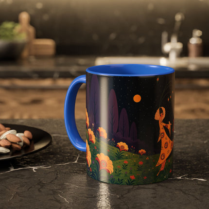 🌙🌼 The Moonlit Floral Dancer Colorful Mug – Art Deco Garden Fantasy