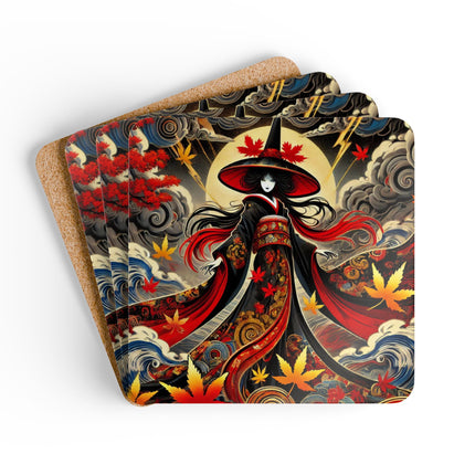 Kabuki Witch Corkwood Coaster Set