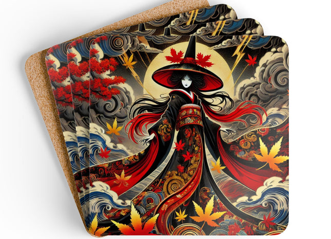 Kabuki Witch Corkwood Coaster Set