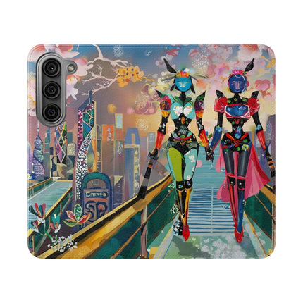 🤖🌆 Cyber Punk Robot Models Flip Case – Futuristic Fashion & Neon Elegance