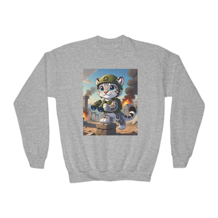 Snow Leopard Lookout Youth Crewneck Sweatshirt – Courage, Curiosity & High-Altitude Adventure