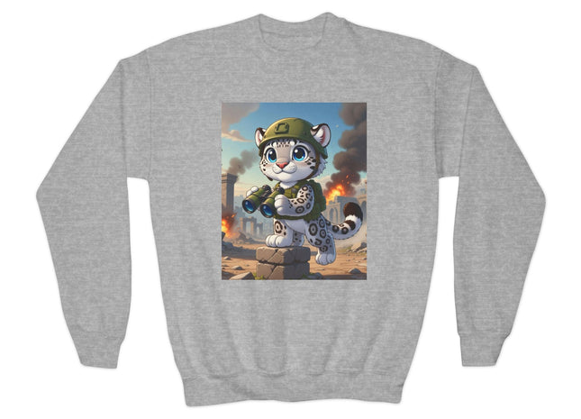 Snow Leopard Lookout Youth Crewneck Sweatshirt