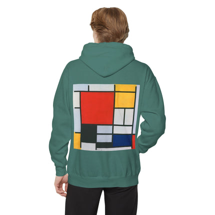 Composition with Red, Yellow, Blue, and Black by Piet Mondrian Unisex Garment-Dyed Hoodie