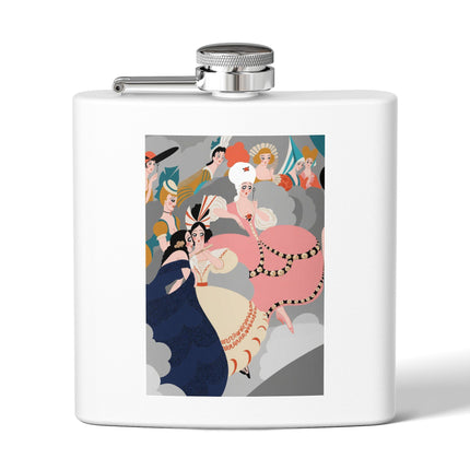 Celestial Masquerade Stainless Steel Flask – Theatrical Elegance & Floating Whimsy