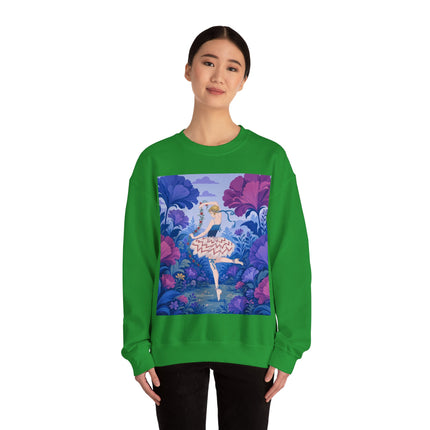 🌸🩰 The Enchanted Garden Ballet Crewneck Sweatshirt – Art Deco Floral Whimsy