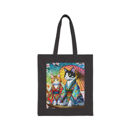 Kimono Kitties Cotton Canvas Tote Bag